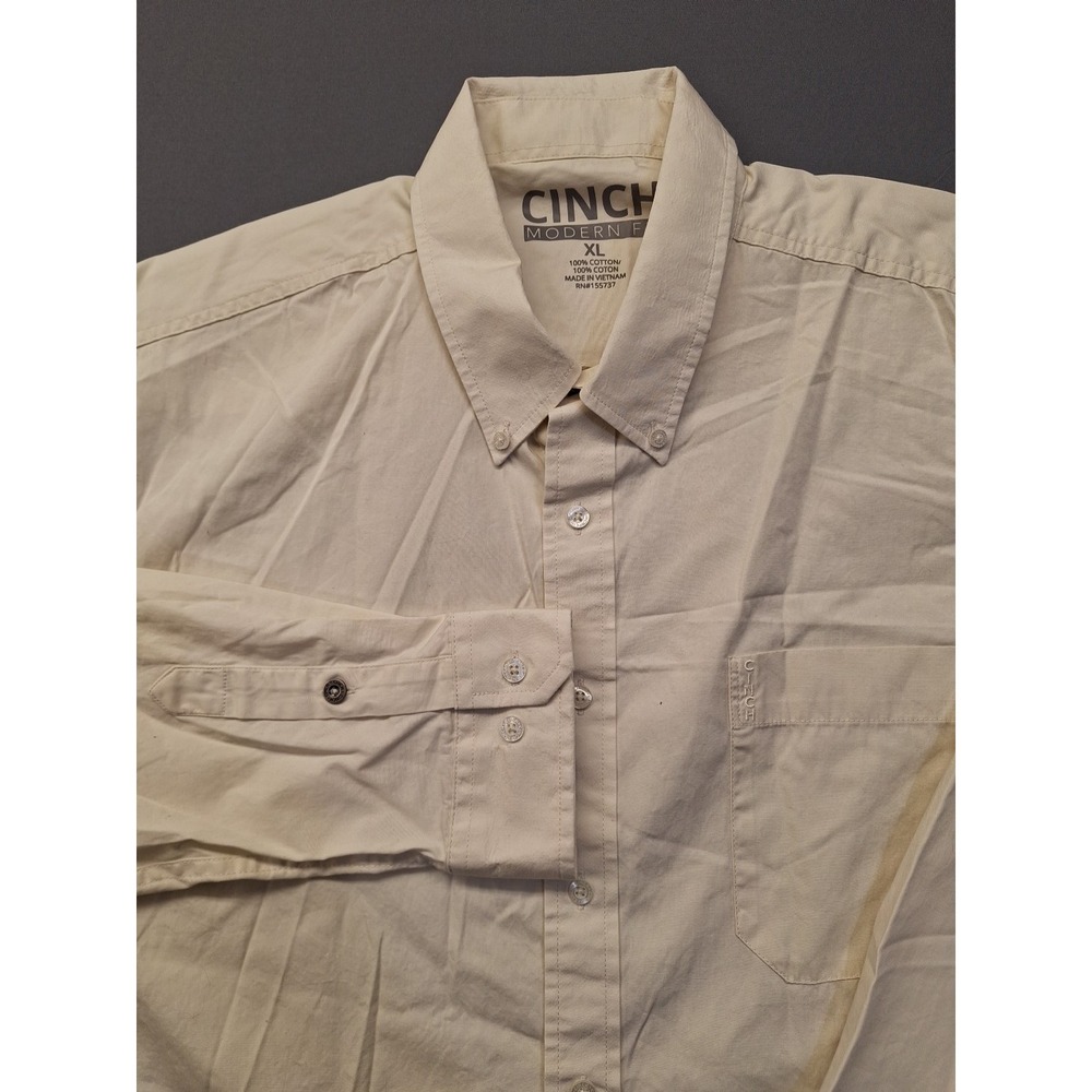 Cinch Shirt‎ Mens XL Ivory Modern Fit Western Long Sleeve Button Up Rodeo